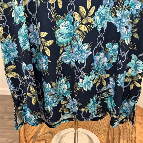 JM Collection Navy, Green/Blue Floral Blouse Dolman Size XL Garden Loose Flowy - Picture 6 of 11